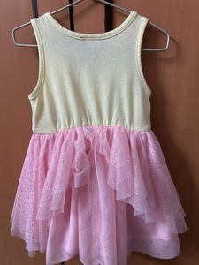 Cute Pink And Yellow Combination Party Frock