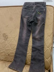 Distressed Black Wash Flare Jeans