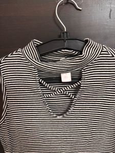 Striped Mock Neck Top