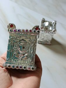 Silver Plated Swastik Unique Diya Set