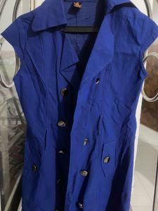 Blue Sleeveless coat dress