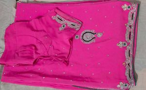 Pink Embellished Saree