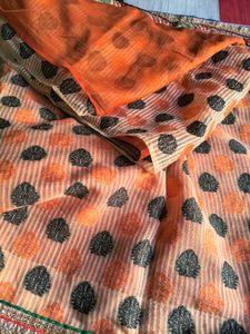 Orange Embellished Saree