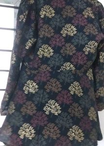 Claura Black V Neck Tunic With Flared Trouser