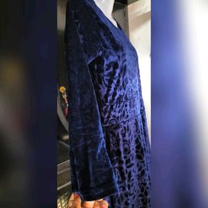 Women Velvet Navy Blue Gown dress