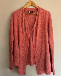 Coral Knit Open Front Cardigan