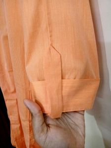Libas Straight Orange and White Striped Kurta