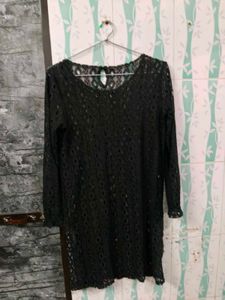 Black Crochet Short Dress (Lace Pattern)