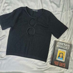 Cutout Black Crop Top For Girls /Women