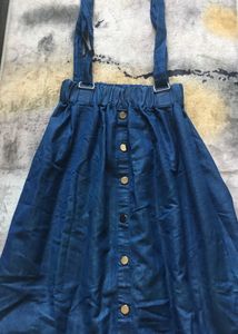 Soft Denim Skirt With Suspenders