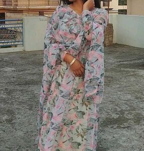 Anarkali Kurta Set With Shimery Border Dupatta