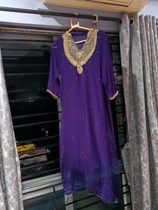Purple Kurta With Dupatta For Party Wear