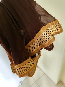 Golden Border Brown Dupatta