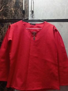 Red Blouse with Embellishment