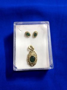 Emerald Green Stone Studied Gold Plated Imitation