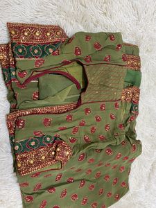 Green Heavy Work Saree