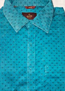 Blue Patterned Button-Down Shirt
