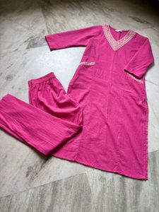 Pink Embroidered Kurta Set
