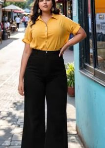 H&amp;M Black High Waist Wide Leg Jeans