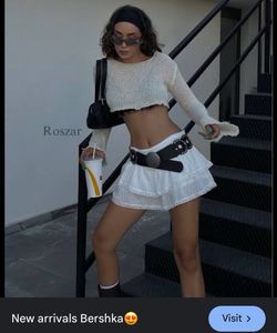 BERSHKA White Ruffled Skirt USA SIZE S