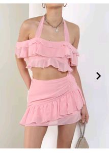Pink Ruffle Two-Piece Set