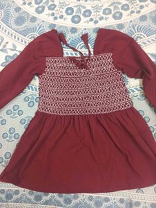 Maroon Embroidered Top