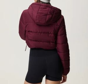 Burgundy Cropped Puffer Jacket