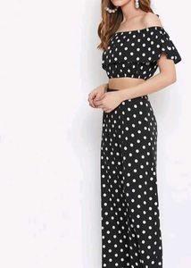 Polka Dot Crop Top & LONG SLIT SKIRT Set