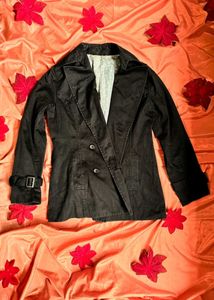 Classic Black Peacoat With Belt