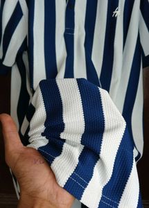 👕Navy Blue &amp; White Striped Polo T-Shirt for Men👕