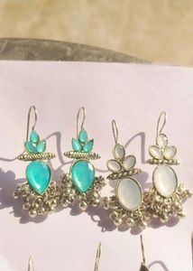 Oxidised Earrings Multicolour Stone Pack Of 6