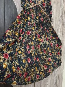 Navy Blue Floral Kurti