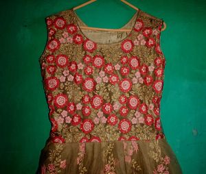 Floral Embroidered party gown.
