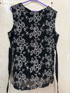Embroidered Black Top