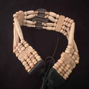 vintage bone beaded agate boho choker