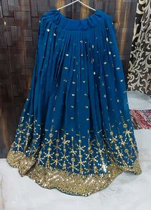 Teal Embellished Lehenga Skirt