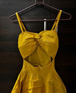 Mustard Cutout Mini Dress