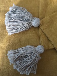 45x45 Mustard Designer Cushion Cover With Tassels