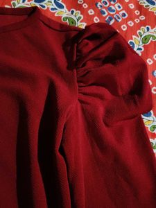 Burgundy Puff Sleeve Top