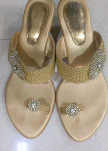 Golden Stone Work Embellished Sandals