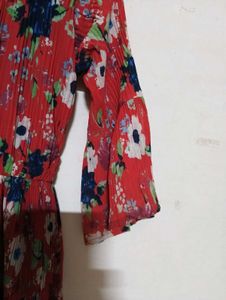 Floral Red Dress