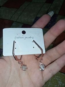 Rose Gold Dangle Earrings with Opalite