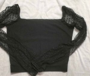 Black Sheer full Sleeve Top