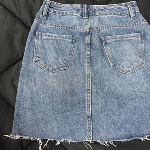 Blue denim skirt