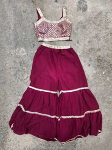 Maroon & Silver Embellished Indian Outfit