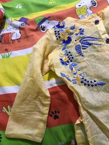 Yellow And Blue Kurtha