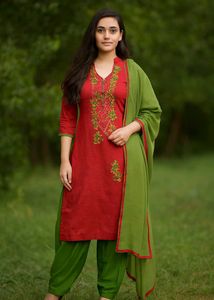 Unstiched mehndi suit set
