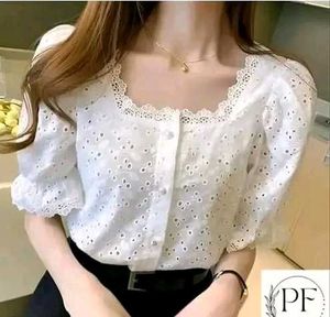 White Lace Puff Top Elegant 🕊