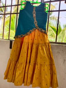 Girls&#39; Blue &amp; Yellow Embellished Dress