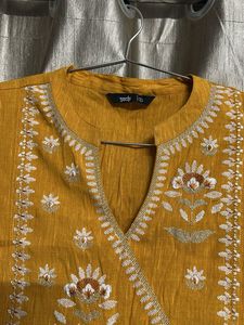 Soch (S)  Mustard Embroidered Kurti
